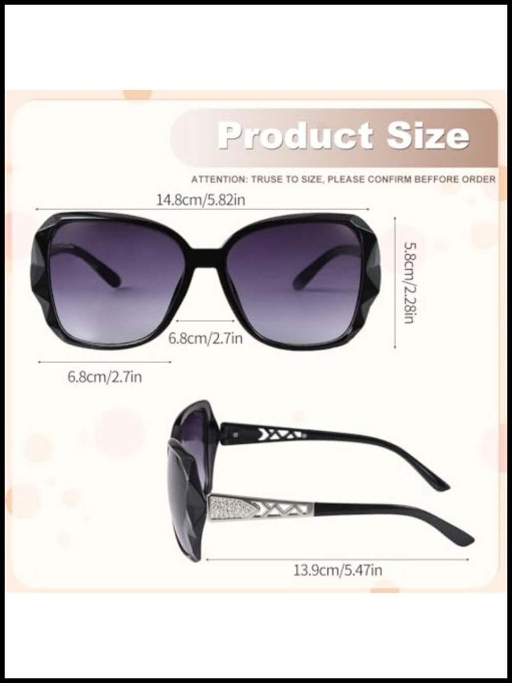Women's Oversized Sunglasses UV400 Protection Gradient Lens, Lightweight - Picture 2 of 6